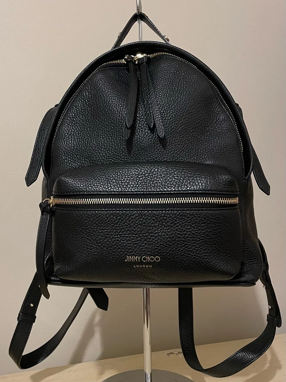Jimmy Choo Authentic Black Pebbled Leather Backpack